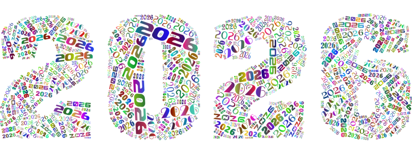 Girlfriend days Colorful 2026 numbers composed of many small 2026 digits