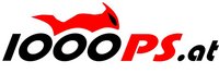 Logo von 1000PS.at mit rotem Helm über dem Text