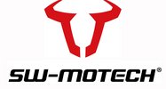 Rotes SW-Motech Logo mit einem stilisierten Symbol über dem Schriftzug
