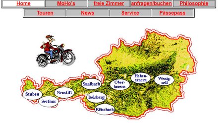 Karte mit Orten und einem Motorradtouristen