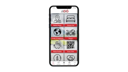 Geschichte der MoHo's Smartphone zeigt MoHo Hotels App mit Navigations- und Buchungsoptionen