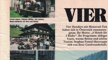Geschichte der MoHo's Vier Hoteliers und Motorräder bei einem Treffen in Österreich 1989