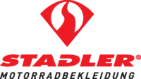 Stadler Logo mit rotem Symbol und Motorradbkleidung Schriftzug